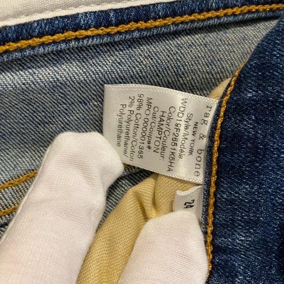 Rag & Bone Hampton Cate Mid-Rise Ankle Skinny Frayed Hem Jeans Size 24 - Picture 10 of 16